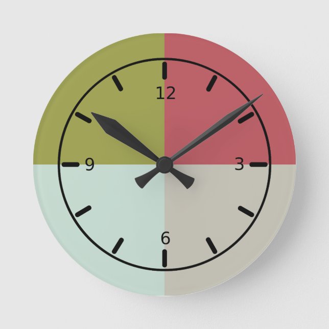 Berry Mint Olive Pebble Round Clock (Front)