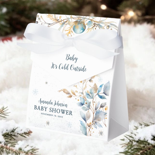 Berry Navy Gold Winter Baby Shower Favor Box (Creator Uploaded)