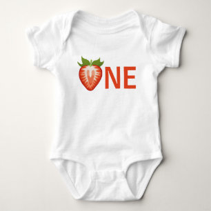 Berry One Strawberry Girl first birthday Baby Bodysuit