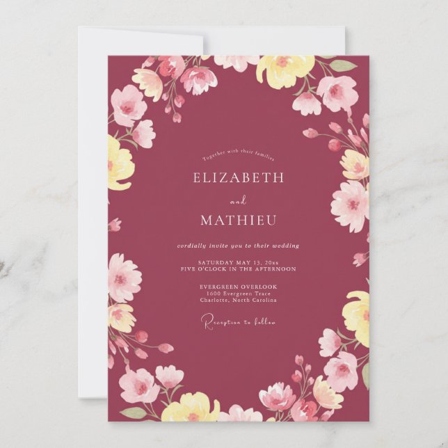 Berry Painted Vine Wedding Invitation (Front)