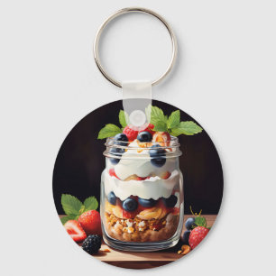 Berry Parfait in Glass Jar Keychain