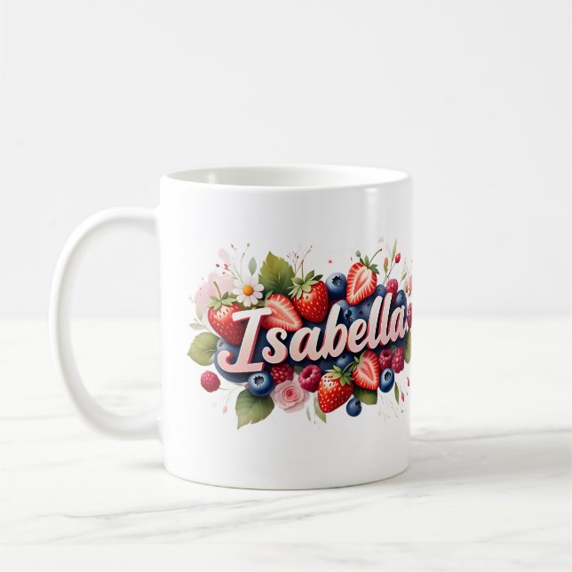 Berry personnalisé Nom floral Mug - Isabella (Gauche)
