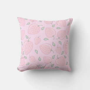 Berry Pink Aesthetic Strawberry Throw Pillow