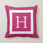 Berry Pink Custom Monogram Throw Pillow<br><div class="desc">Customizeable modern and trendy Berry of Fushia Pink and white monogram custom throw pillow or cushion either square or lumbar size. Personalize your gift by adding your own initial. Choose your own font and colours to make it your own. This classic contemporary design will enhance any home decor, living room,...</div>