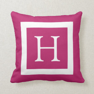 Berry Pink Custom Monogram Throw Pillow