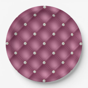 Berry Pink Diamond Tufts Christmas   Paper Plate