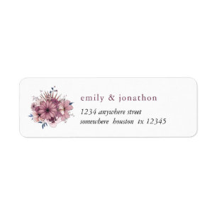 Berry pink Florals Return Name Address Wedding