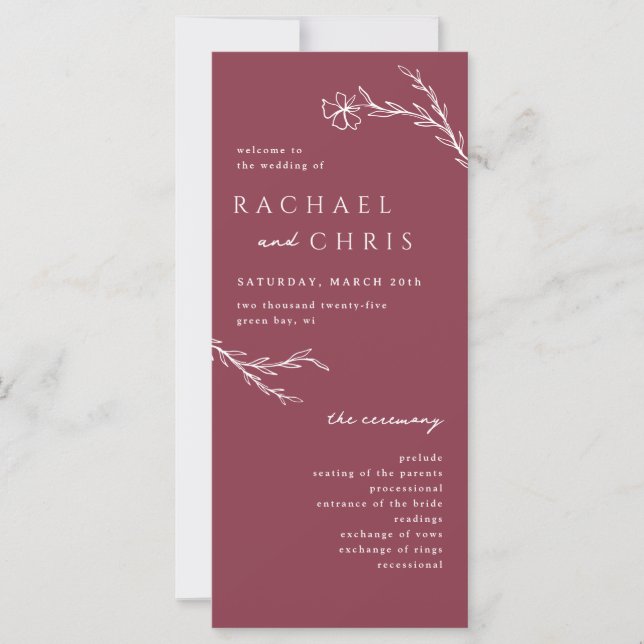 Berry Pink Modern Stencil Floral Botanical Program (Front)