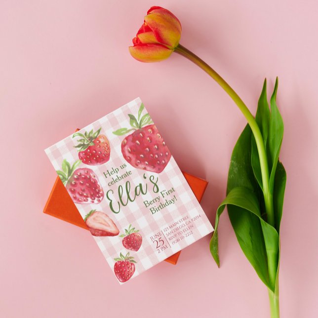 Berry premier été fraise Anniversaire Invitation (Créateur téléchargé)