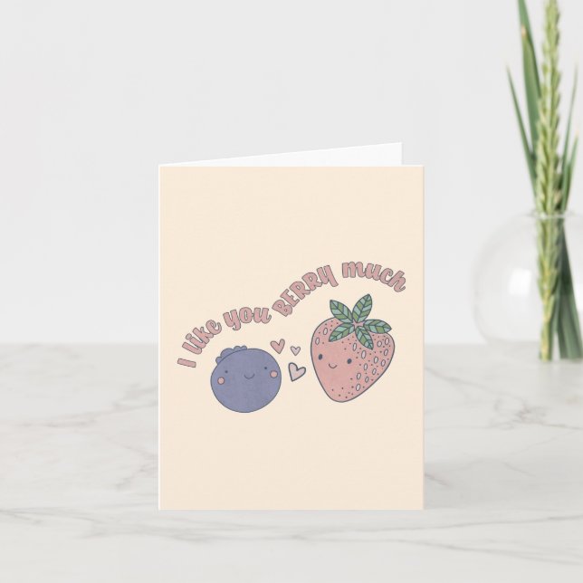 Berry Pun: I Like You Berry Much Thank You Card (Front)