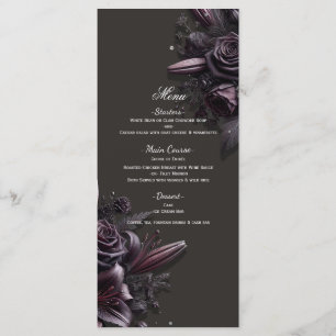 Berry Purple Black Lily Rose Floral Mariage Menu