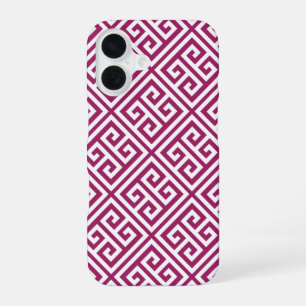 Berry Purple Greek Key Pattern iPhone 16 Case