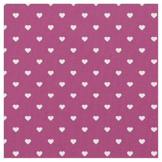 Berry Purple Polka Dot Hearts Fabric (Close Up)