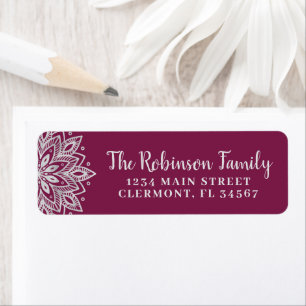 Berry Purple Silver Mandala Snowflake Label