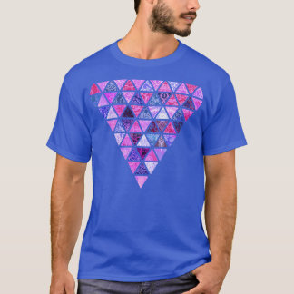 Berry Purples Triangle Patchwork Pattern T-Shirt