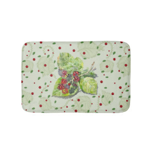 Berry red and black blackberries bath mat