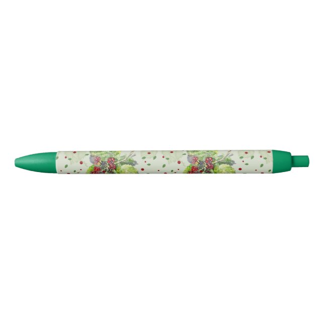 Berry red and black blackberries black ink pen (Front)