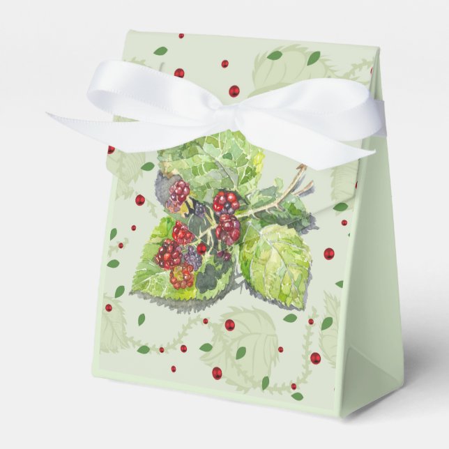 Berry red and black blackberries favor box (Front Side)