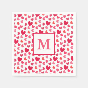 Berry, red and pink hearts pattern Love Napkin