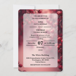 Berry Red Bold Accent Wedding Invite