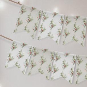 berry red botanical holiday christmas gift bunting flags