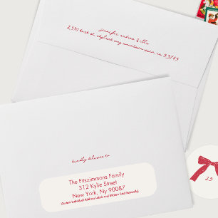 berry red handwritten ink holiday custom christmas envelope