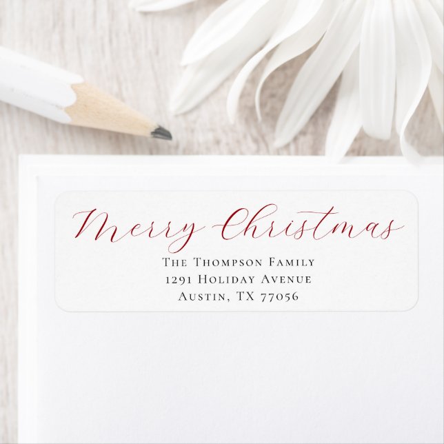 Berry Red Merry Christmas Return Address Label (Insitu)
