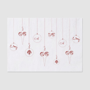 Berry Red Monogram Bauble Ornaments Christmas Tissue Paper