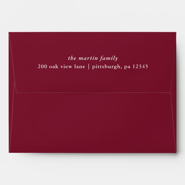 Berry Red Return Name and Address Holiday Envelope (Back (Top Flap))