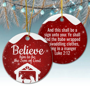 Berry Red Sparkle Winter Wonderland Worship ⛪️ 🎄 Ceramic Ornament