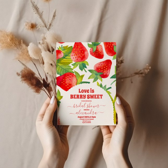 Berry Red Strawberry Bridal Shower Invitation (Creator Uploaded)