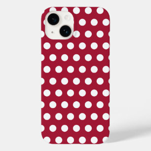 Berry Red White Polka Dot Pattern Design Case-Mate iPhone 14 Case
