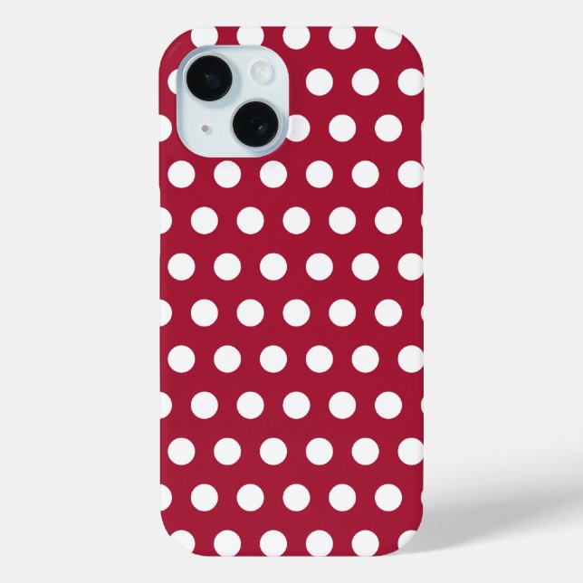 Berry Red White Polka Dot Pattern Design Case-Mate iPhone Case (Back)