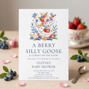 Berry Silly Goose Afternoon Tea Baby Shower Invitation