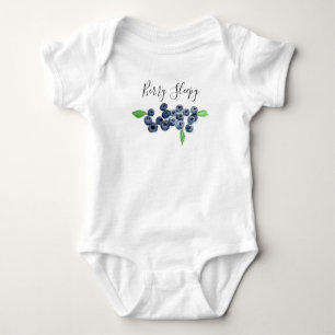 Berry Sleepy Blueberries fruits watercolor food Baby Bodysuit