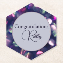 Berry Sparkle Customizable Paper Coaster