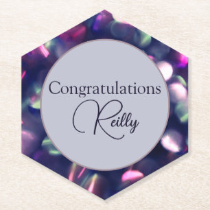 Berry Sparkle Customizable Paper Coaster