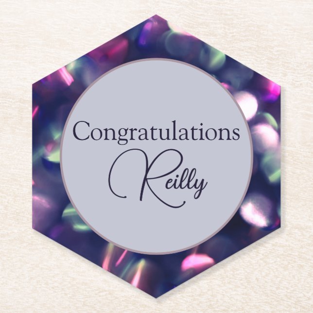 Berry Sparkle Customizable Paper Coaster (Front)