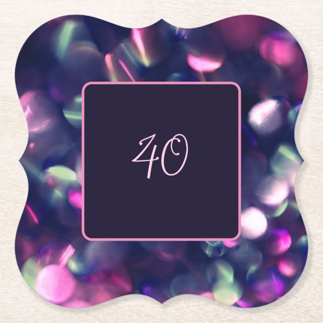 Berry Sparkle Customizable Paper Coaster (Front)