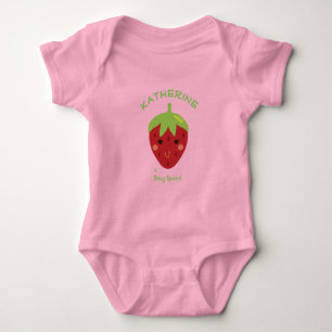Berry Special Personalized Smiling Strawberry Baby Bodysuit