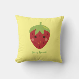 Berry Special Smiling Strawberry Throw Pillow