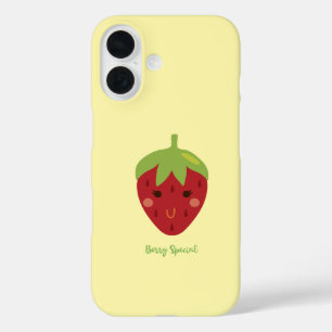 Berry Special Strawberry Face Emoji iPhone 16 Case