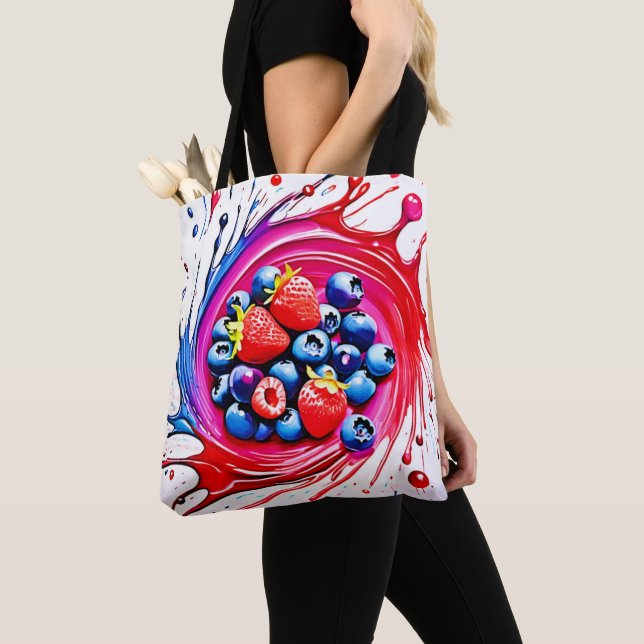 Berry Splash: Colour Burst Tote Bag (Close Up)
