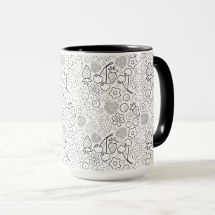 Berry Strawberry Cherry Black Hand drawn Modern. Mug