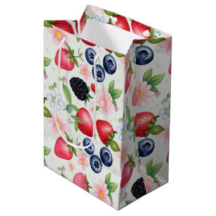 Berry Strawberry flowers Birthday Party for her Medium Gift Bag