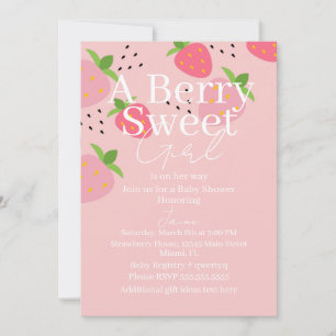 Berry Strawberry Girl Sweet Baby Shower Thank You Card