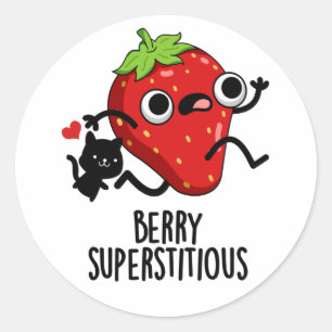 Berry Superstitious Funny Fruit Pun Classic Round Sticker