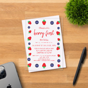 Berry Sweet 1st Birthday Acrylic Invitations