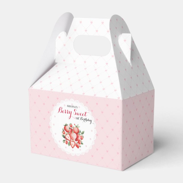 Berry Sweet 1st Birthday Favor Box (Front Side)