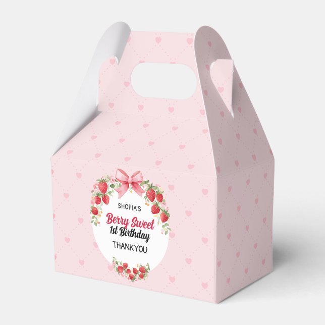 Berry Sweet 1st Birthday Favor Box (Front Side)